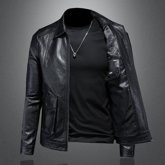 Elegante Lederjacke Biker Stil - IdealeKleiden