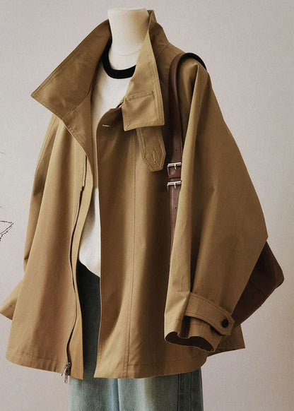 Eleganter Damen Trenchcoat Langärmelig Reißverschluss