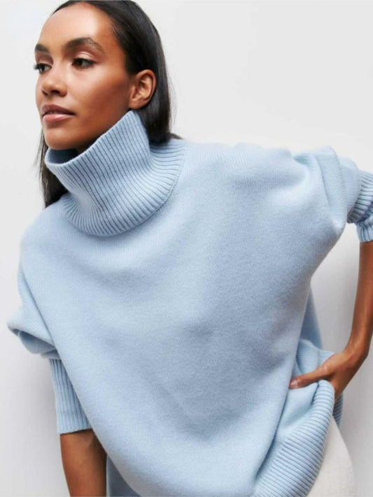 Damen Pullover Rollkragen Weich Modern - IdealeKleiden