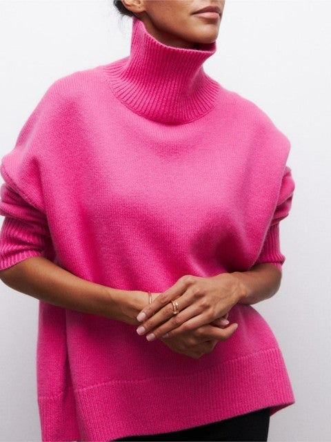 Damen Pullover Rollkragen Weich Modern