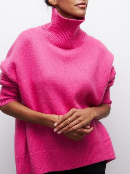 Damen Pullover Rollkragen Weich Modern
