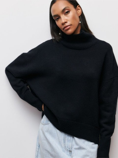 Damen Pullover Rollkragen Weich Modern