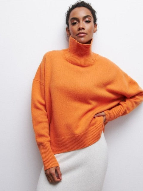 Damen Pullover Rollkragen Weich Modern