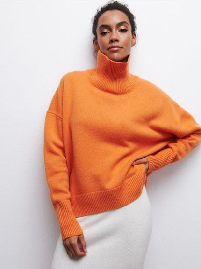 Damen Pullover Rollkragen Weich Modern