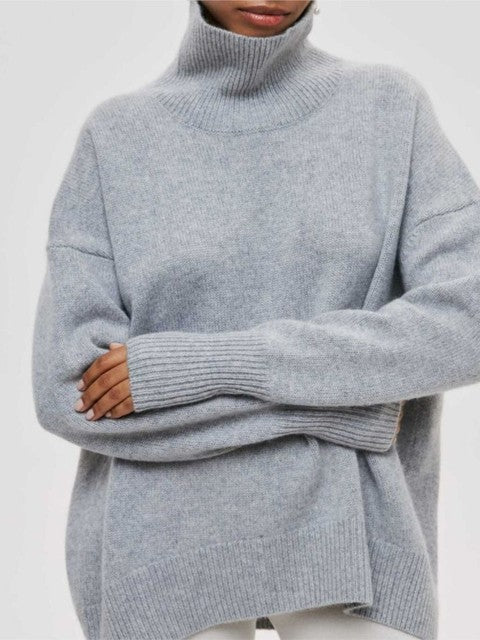 Damen Pullover Rollkragen Weich Modern