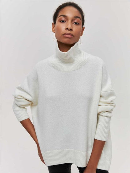 Damen Pullover Rollkragen Weich Modern