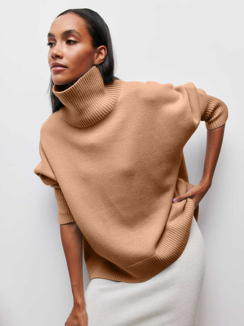 Damen Pullover Rollkragen Weich Modern