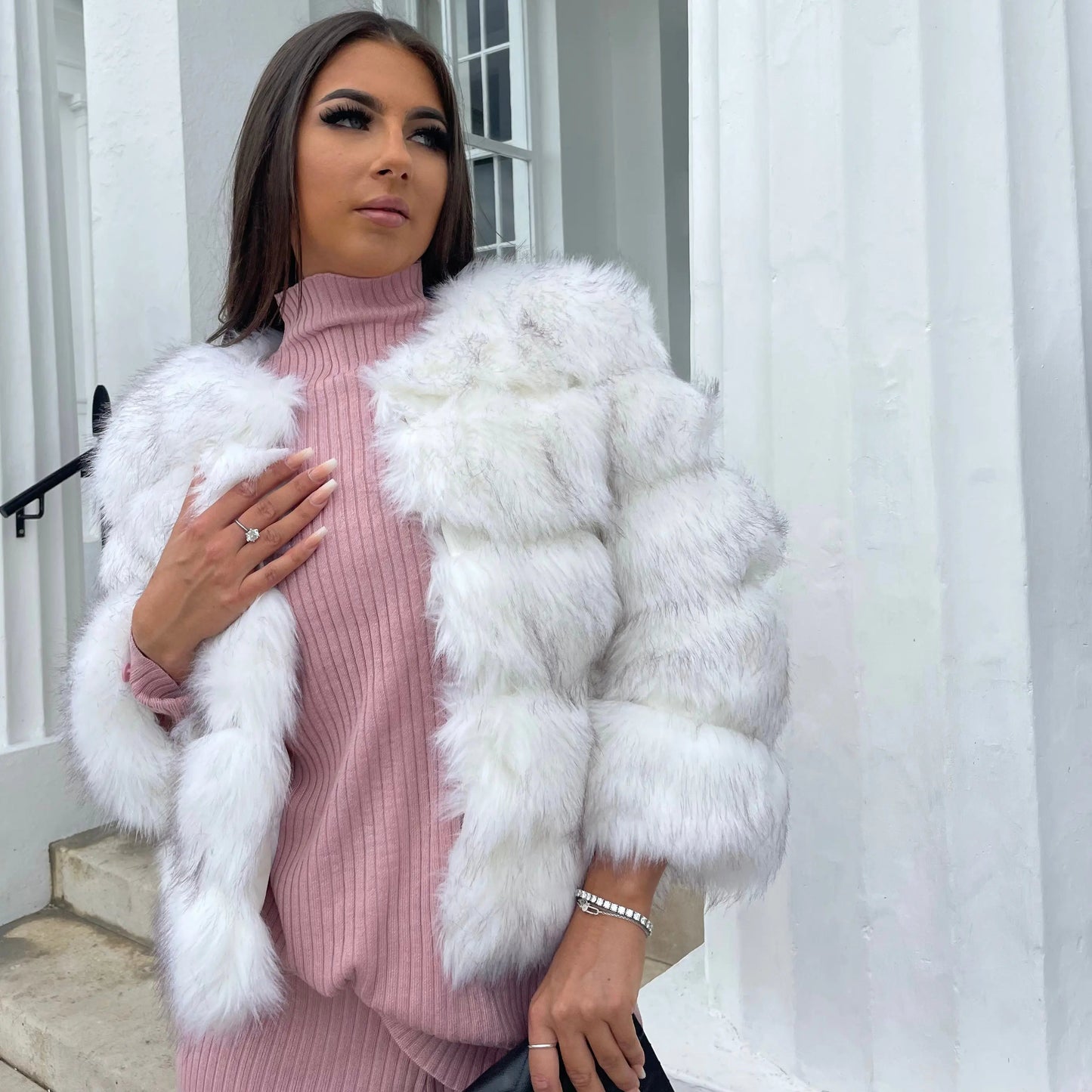 Luxus Kunstfell Jacke Elegant Damen