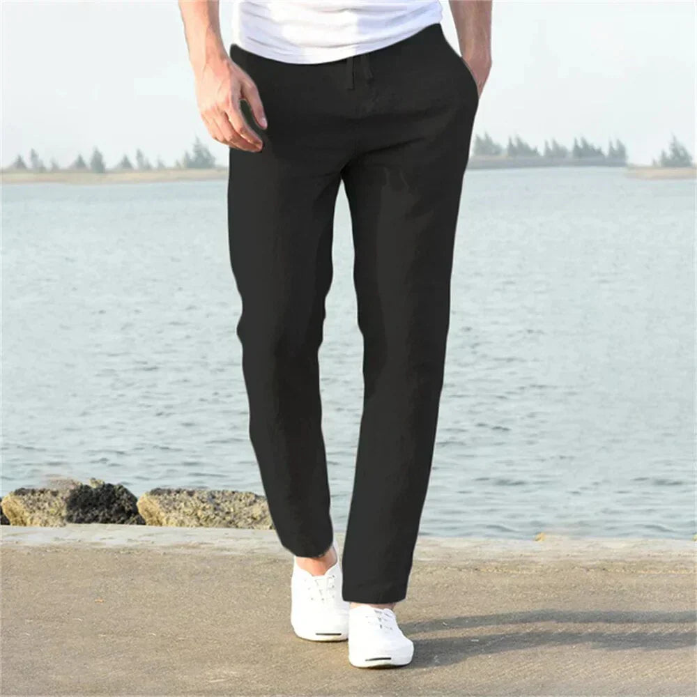 Herren Leinenhose Leicht Bequem Sommer