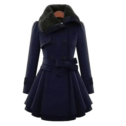 Damen Trenchcoat Vegan Fell Gürtel Stylish