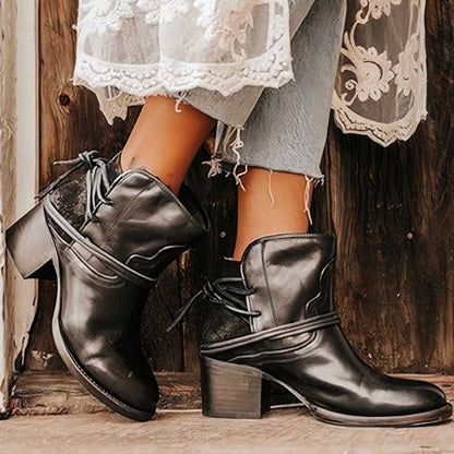 Stilvolle Stiefel Blockabsatz Western Look