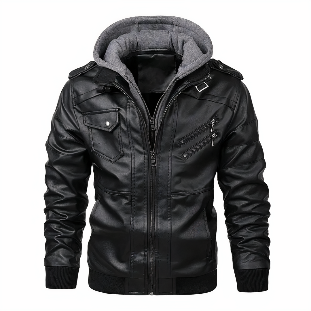 Stilvolle Lederjacke Damen Kapuze