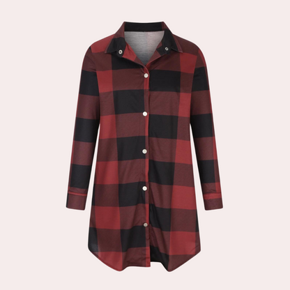 Herbstjacke Damen Karomuster Midi Länge