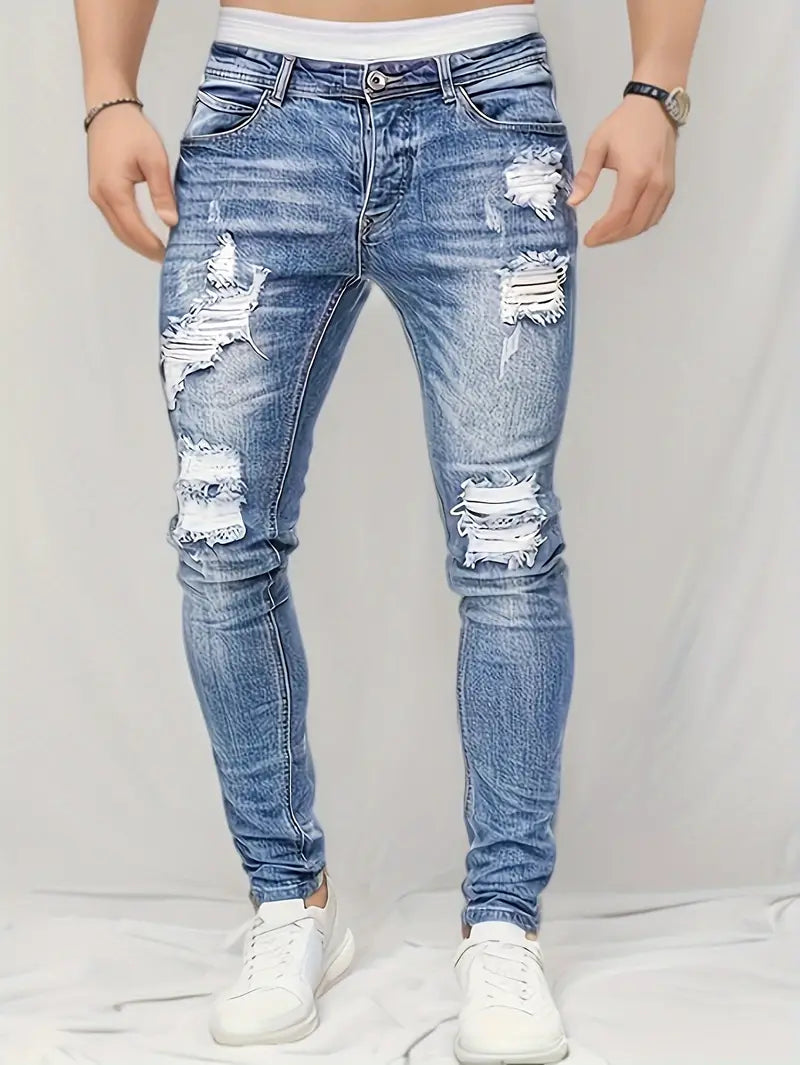 Gabriel - Rissige Straßenjeans Lässig Männer - IdealeKleiden