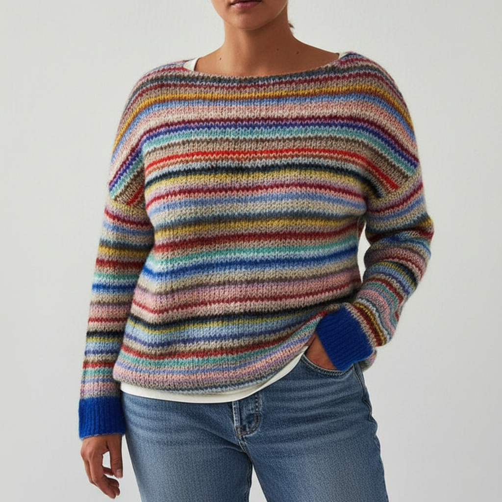 Damen Buntkarierter Strickpullover Große Größen - IdealeKleiden