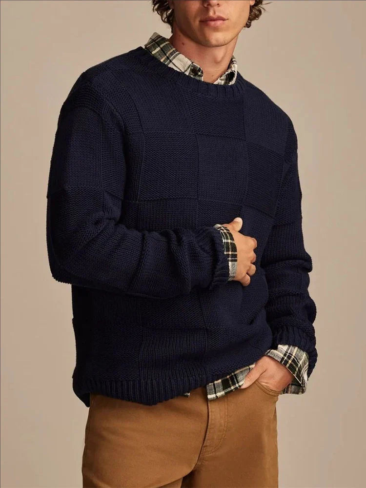 Herren Pullover Karo Muster Modern