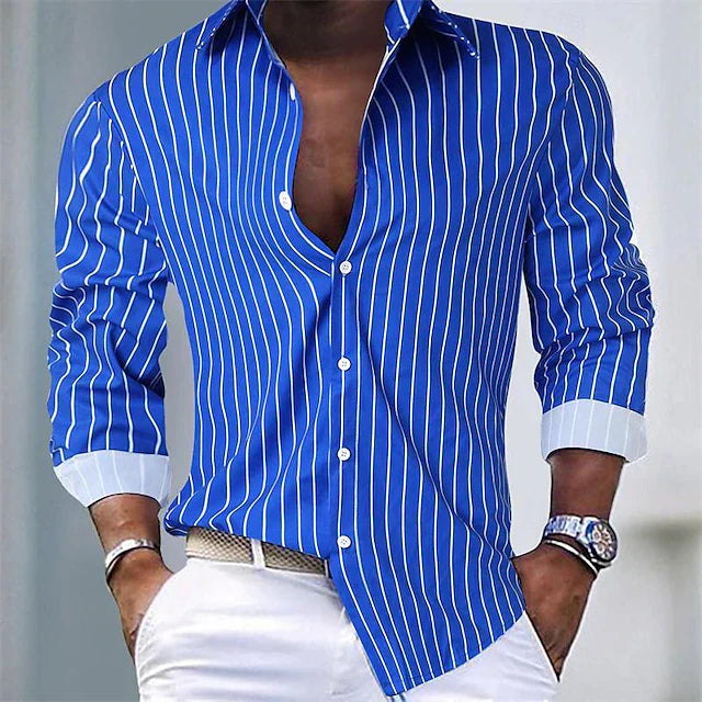 Herren Hemd Slim Fit Streifen Langarm - IdealeKleiden