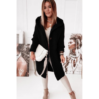 Damen Oversized Cardigan Kapuze Langarm