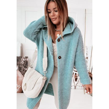 Damen Oversized Cardigan Kapuze Langarm