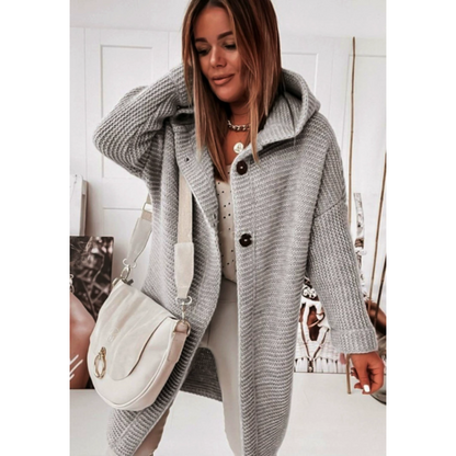 Damen Oversized Cardigan Kapuze Langarm
