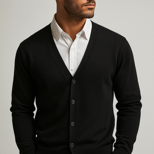 Stilvoller Herren Cardigan V-Ausschnitt Elegant - IdealeKleiden