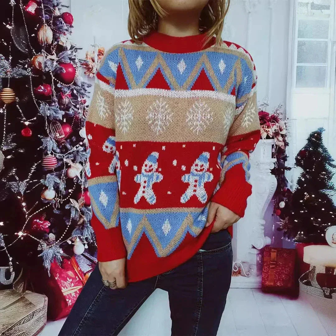 Weihnachtssweater Damen Strick Pullover Festlich