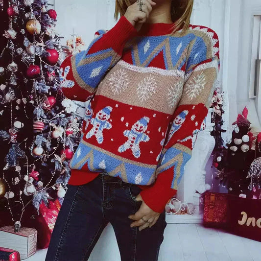 Weihnachtssweater Damen Strick Pullover Festlich - IdealeKleiden
