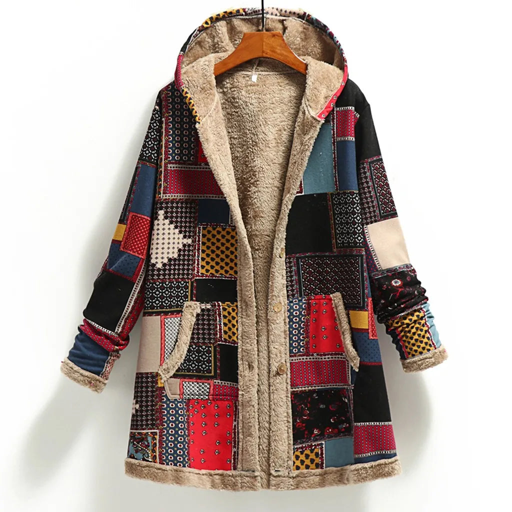 Weiche Fleecejacke Patchwork Design