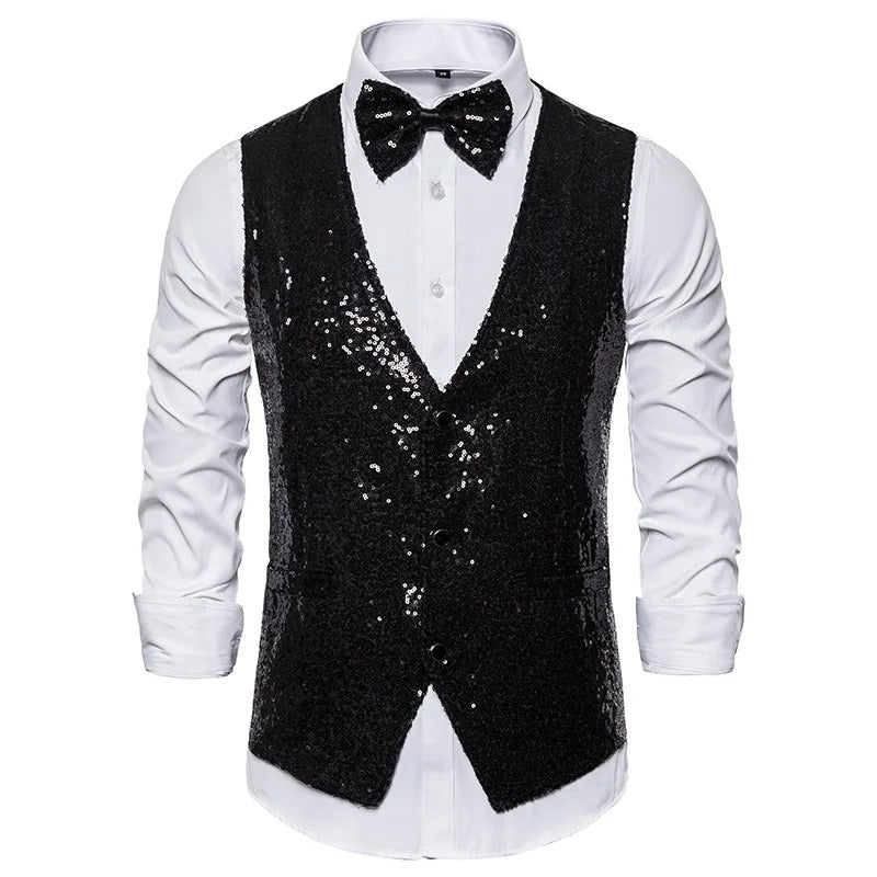 Glitzer Weste Herren Party Elegant