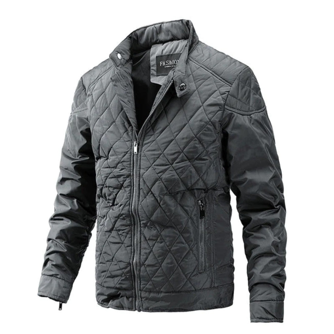 Herren Steppjacke Reißverschluss Vorne Stehkragen