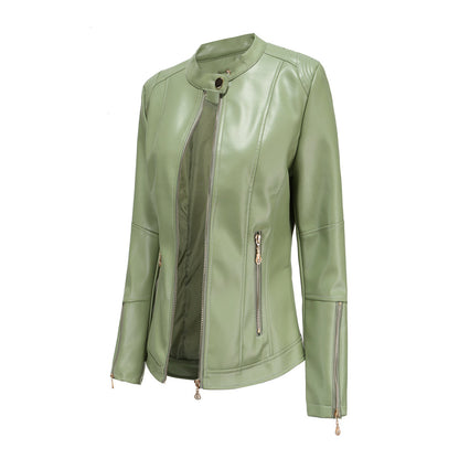 Herbst Lederjacke Frauen Stilvoll