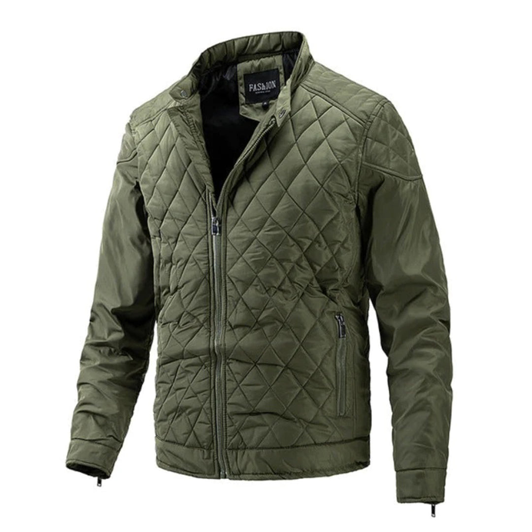 Herren Steppjacke Reißverschluss Vorne Stehkragen