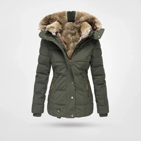 Warme Winterjacke mit Pelzkrage