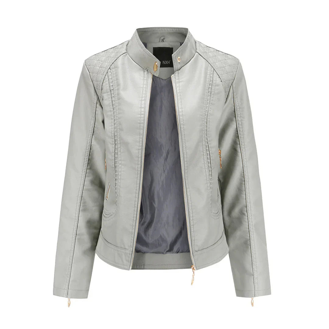 Lederjacke Slim Fit Steppjacke Schulterpolster