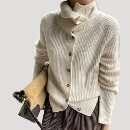 Damen Cardigan Grobstrick Langarm mit Knöpfen