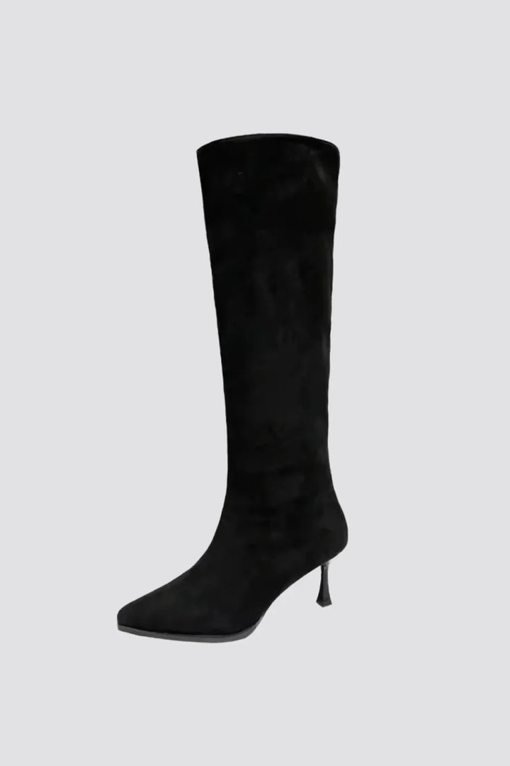 Elegante Damen Stiefel Hochhackig Kniehoch Schwarz