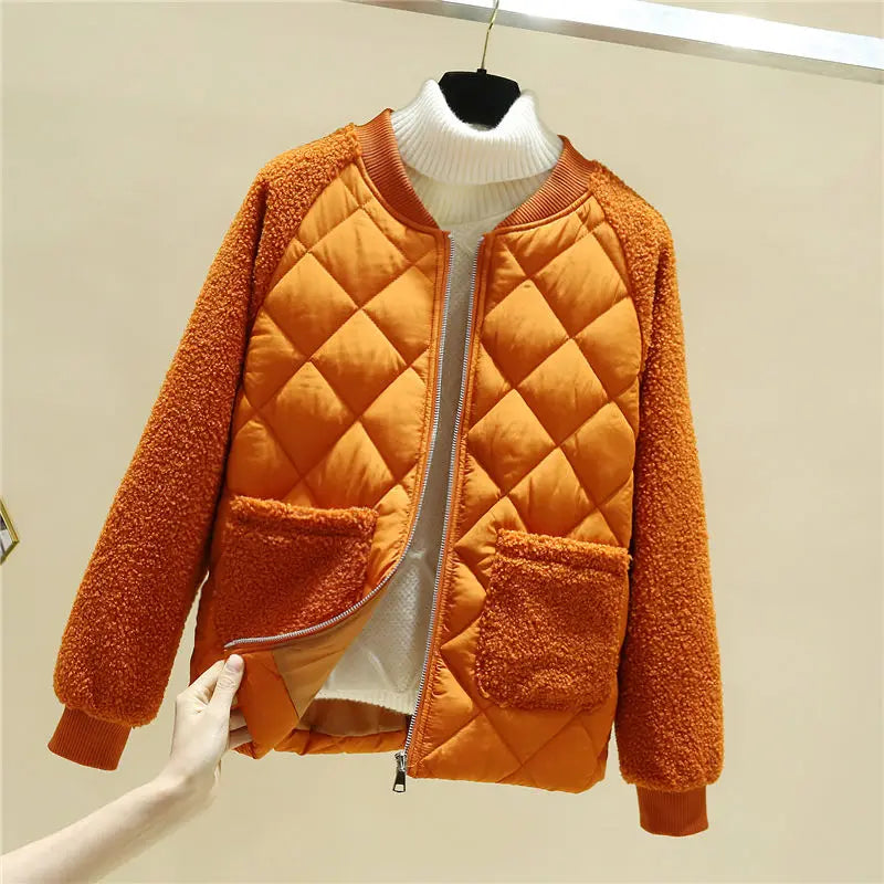 Frauen Steppjacke Weich Gerippt mit Taschen