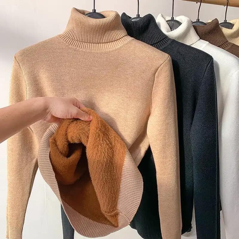 Wollpullover Damen Slim Fit Turtleneck