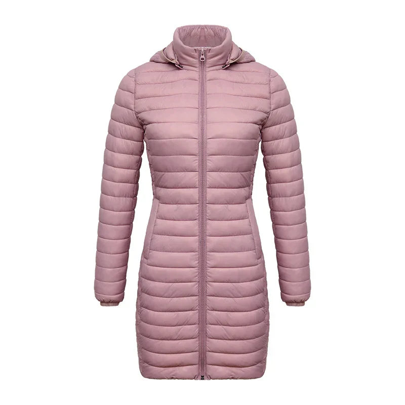 Schmale Winterjacke Reißverschluss Kapuze Baumwolle