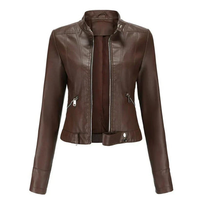 Elegante Damen Jacke Vegan Leder Stil