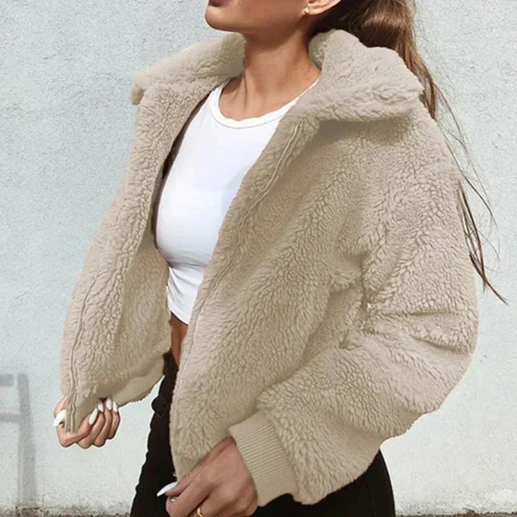 Teddy Mantel Oversized Weich Fleece Reißverschluss