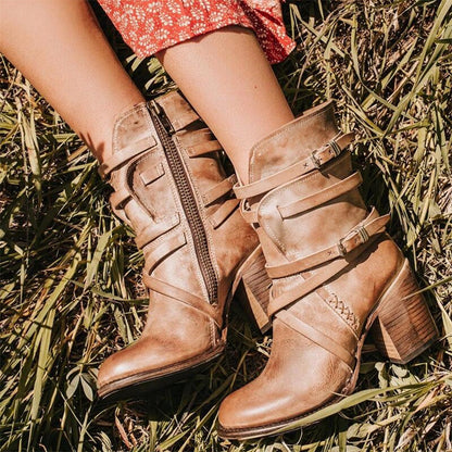 Damen Lederstiefel Klassisch Elegantes Design