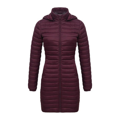 Schmale Winterjacke Reißverschluss Kapuze Baumwolle