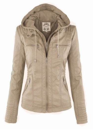 Lederjacke Damen Modern Kapuze
