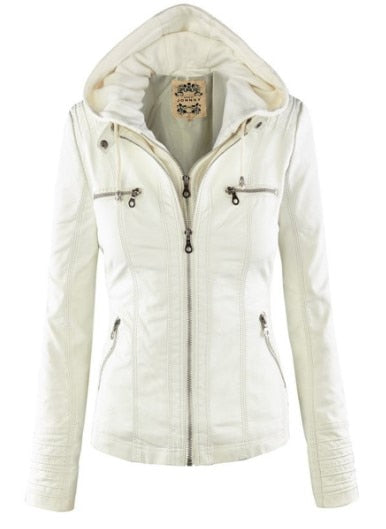Lederjacke Damen Modern Kapuze