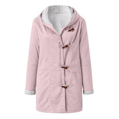 Frauen Winterjacke Fleece Leder Look