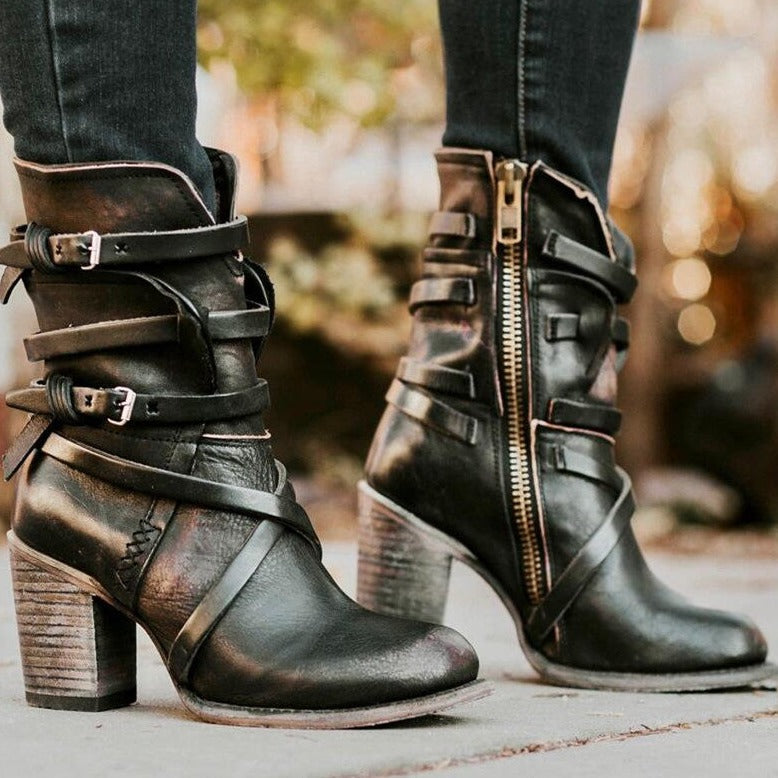 Damen Lederstiefel Klassisch Elegantes Design