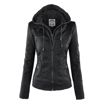 Lederjacke Damen Modern Kapuze
