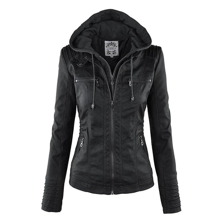 Lederjacke Damen Modern Kapuze