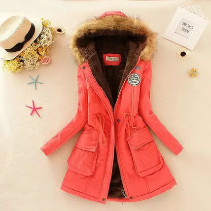 Warme Winterjacke Damen Kapuze Verstellbar